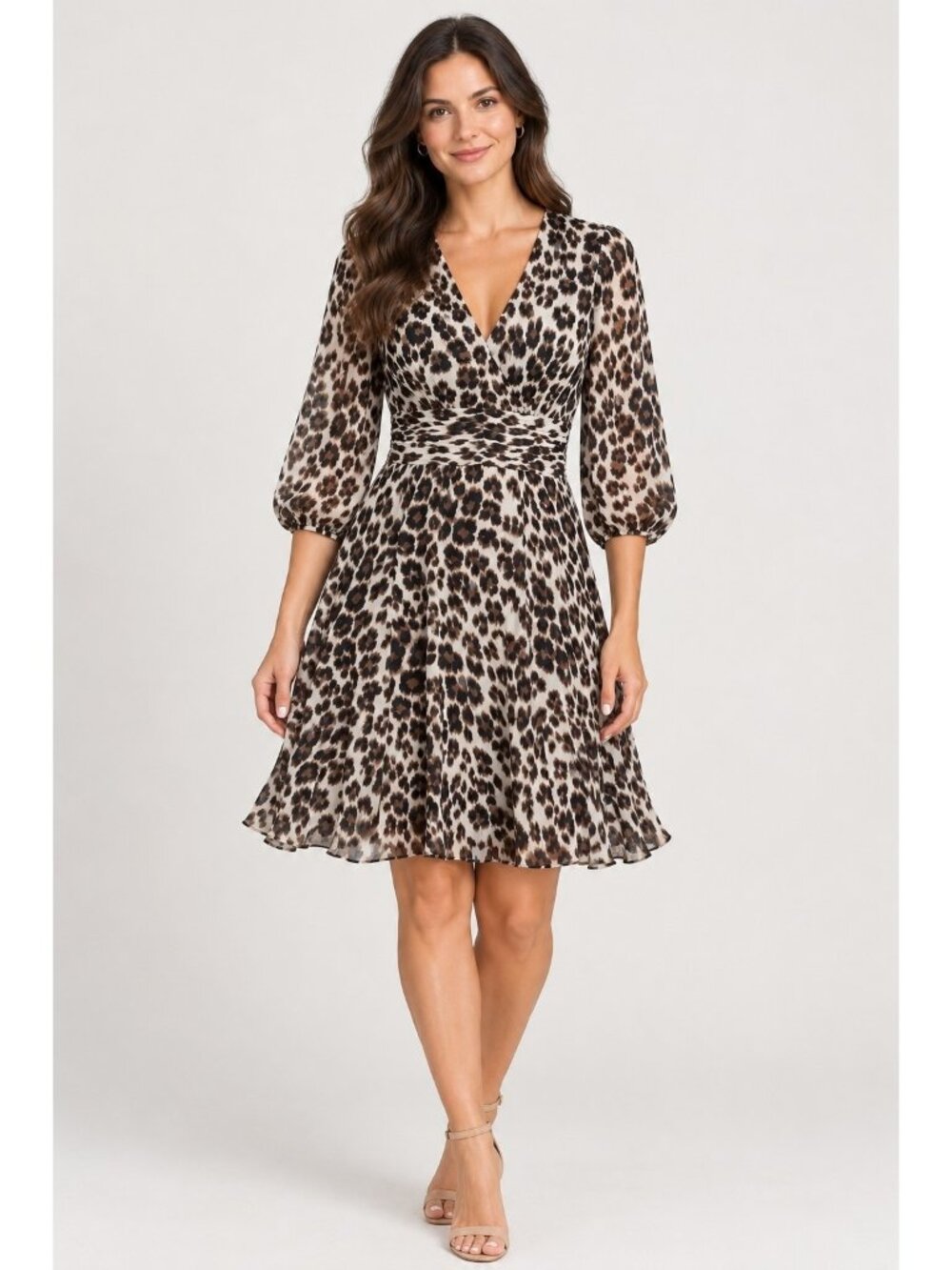 Diane von Furstenberg Silk Dress Size 8 Leopard Print V-Neck Cocktail Party DVF